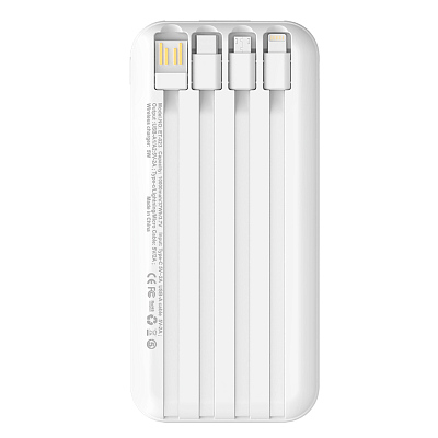 Внешний аккумулятор Authority с беспроводной зарядкой (5W), 10000 mAh, белый