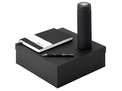 Подарочный набор Color it с блокнотом, металлической ручкой и термосом (Чёрный)