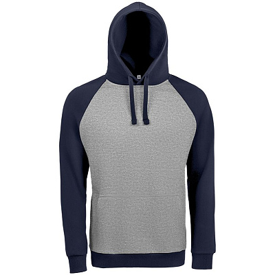 Толстовка унисекс Seattle  с темно-синим (Серый меланж)