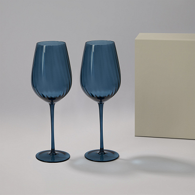 Подарочный набор 2 бокала для вина Toscana в серой коробке (Синий, серый)