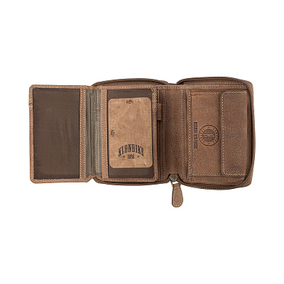 Бумажник KLONDIKE «Wayne Bike», натуральная кожа в светло-коричневом цвете, 10,5 х 12,5 х 2,5 см