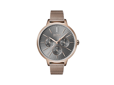 Часы наручные Symphony, женские (Корпус- розовое золото, циферблат- серый, крепление- розовое золото)