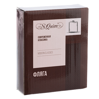 Фляга S.Quire 0,18 л, сталь+искусственная кожа, серая