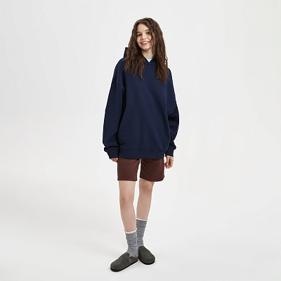 Худи оверсайз унисекс Фьюжн (Fusion), темно-синий, размер XS/S