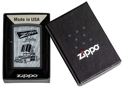 Зажигалка ZIPPO Car Design с покрытием Black Matte, латунь/сталь, черная, 38x13x57 мм