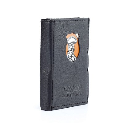 Кошелек S.Quire, натуральная кожа черная тисненая матовая 70*93*12 мм