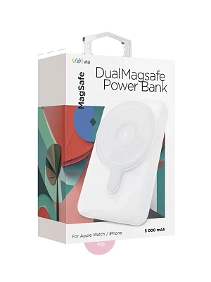 Беспроводной магнитный ПЗУ VLP Dual Magsafe PowerBank 5000, белый