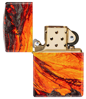 Зажигалка ZIPPO Lava Flow с покрытием 540 Tumbled Brass, латунь/сталь, оранжевая, 38x13x57 мм