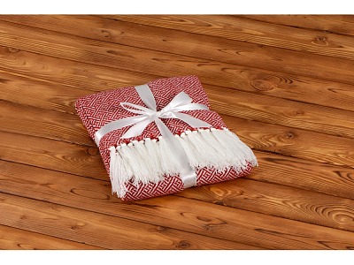 Плед акриловый с белой бахромой Tassel