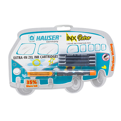 Перьевая ручка Hauser INX Retro, пластик, оранжевая