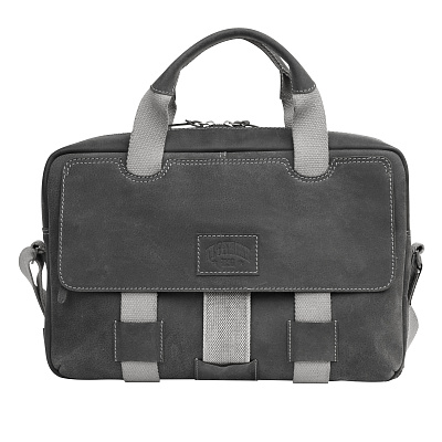 Сумка KLONDIKE Native, натуральная кожа в черном цвете, 30 х 7 х 25 см (Черный)