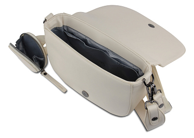 Сумка наплечная женская BUGATTI Almata, с кошельком, бежевая, полиуретан, 27х6х18,5 см