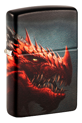 Зажигалка ZIPPO Dragon Design с покрытием 540 Matte, латунь/сталь, черная, 38x13x57 мм (Разноцветный)