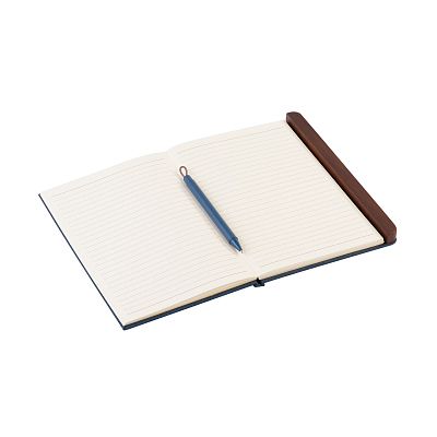 Блокнот "Wood" с ручкой в ореховом магнитном пенале, синий