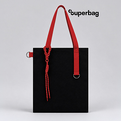 Набор Superbag Red accent: шоппер с обвесом (чёрный с красным) (Черный с красным)