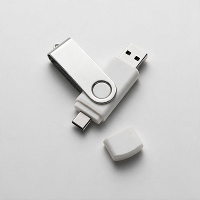 USB3.0/USB Type-C флешка на 16 Гб Квебек C (Белый)