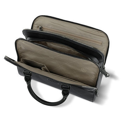 Сумка женская BUGATTI Elsa, чёрная, воловья кожа/полиэстер, 32х13х22 см