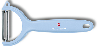 Нож для чистки томатов и киви VICTORINOX, двусторонее зубчатое лезвие, голубая рукоять