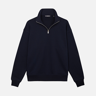 Толстовка на молнии унисекс Флоу (Flow), темно-синяя