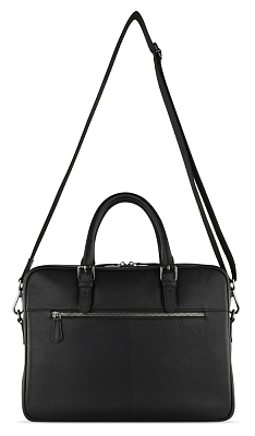 Портфель женский BUGATTI Bella, чёрный, воловья кожа/полиэстер, 38х6,5х27 см