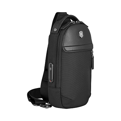 Рюкзак на одно плечо VICTORINOX Architecture Urban2 Sling Bag, черный, полиэстер/кожа, 17x8x28 см, 4 л