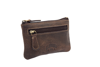 Ключница KLONDIKE «Luke», натуральная кожа в темно-коричневом цвете, 11 х 7,5 см