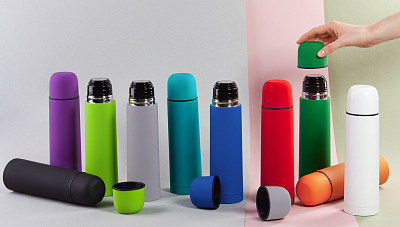 Термос "Крит" 500 мл, покрытие soft touch, оранжевый