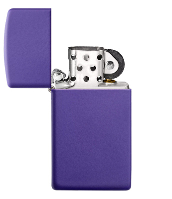 Зажигалка ZIPPO Slim® с покрытием Purple Matte, латунь/сталь, фиолетовая, матовая, 29x10x60 мм