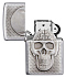 Зажигалка ZIPPO Skull Design с покрытием Brushed Chrome, латунь/сталь, серебристая, 38x13x57 мм - Фото 4