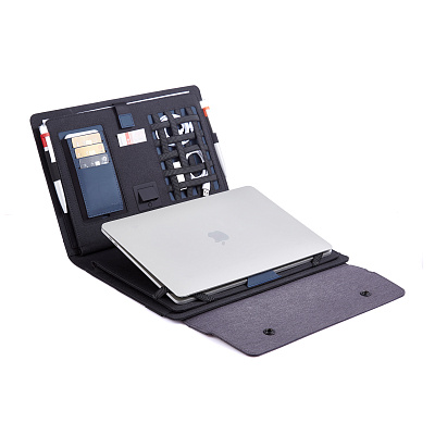 Мобильный офис с беспроводным зарядным устройством 5000 mAh  (Серый с черным)