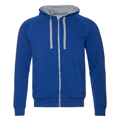 Толстовка мужская STAN с капюшоном на молнии футер без начёса 260, 61 (Синий)