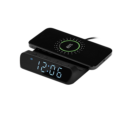 Зарядная станция с часами 15W Ригель (Rigel), черная