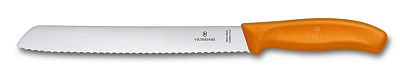 Нож для хлеба VICTORINOX SwissClassic, лезвие 21 см с волнистой кромкой, оранжевый, в блистере