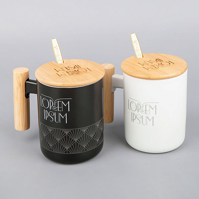 Кружка с ложкой Eco Fusion, черная