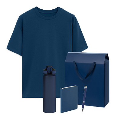Набор с одеждой RUST (футболка, бутылка, ежедневник, ручка) , M/L (Синий)