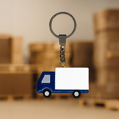 Брелок Грузовик (белый с синим)
