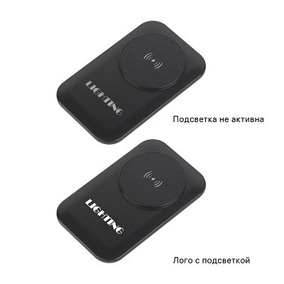 Настольное беспроводное зарядное устройство "Moonlight" c подсветкой логотипа, черный