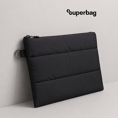 Чехол для ноутбука Superbag Bubble, стёганый, на молнии (черный) (Чёрный)