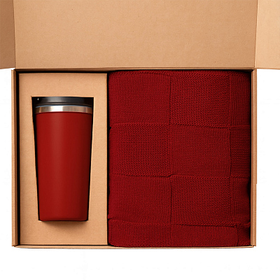Подарочный набор Palermo, Cella, красный (плед, термокружка)