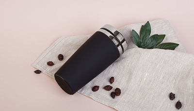 Термостакан "Эльбрус", покрытие soft touch, черный