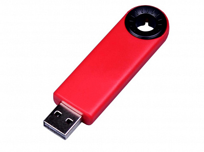 USB 2.0- флешка промо на 16 Гб прямоугольной формы, выдвижной механизм (Красный/черный)