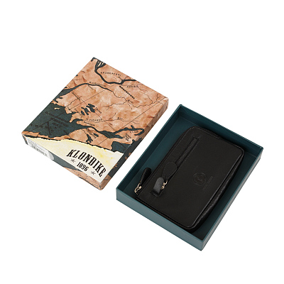 Ключница KLONDIKE Claim, натуральная кожа в черном цвете, 12 х 1,5 х 7,5 см