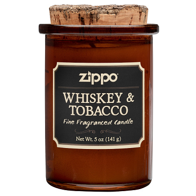 Ароматизированная свеча ZIPPO Whiskey & Tobacco, воск/хлопок/кора древесины/стекло, 70x100 мм