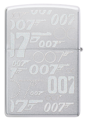 Зажигалка ZIPPO James Bond™ с покрытием Satin Chrome, латунь/сталь, серебристая, 38x13x57 мм