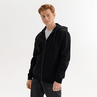 Толстовка на молнии с капюшоном Матео (Mateo) черная, размер XXL (Чёрный)