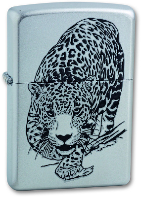 Зажигалка ZIPPO Leopard, с покрытием Satin Chrome™, латунь/сталь, серебристая, матовая, 38x13x57 мм