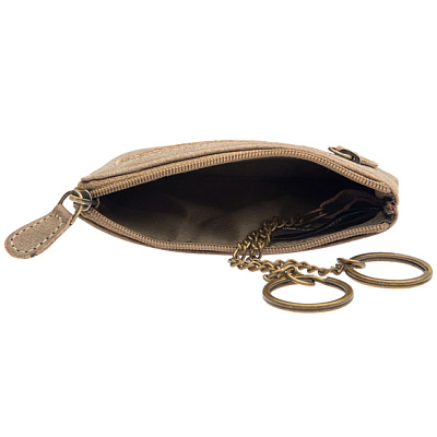 Ключница KLONDIKE «Tom», натуральная кожа в светло-коричневом цвете, 11 х 7,5 см