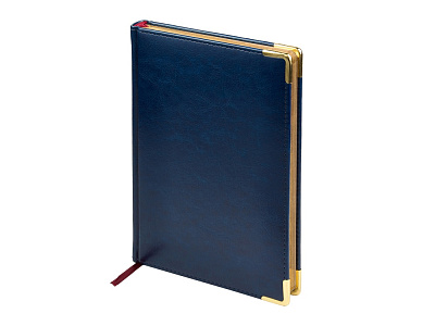 Ежедневник датированный А5 Sidney Nebraska на 2026 год, с золотым срезом и уголками (Синий)