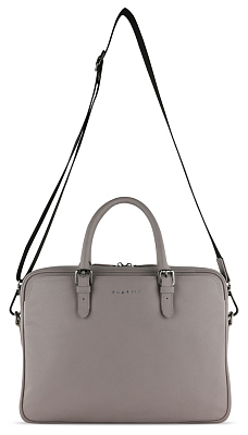 Портфель женский BUGATTI Bella, бежевый, воловья кожа/полиэстер, 38х6,5х27 см