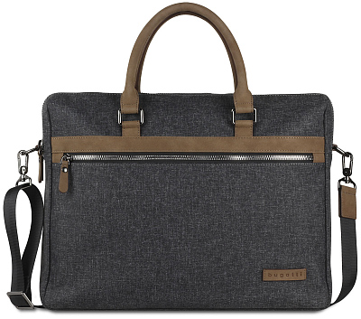 Портфель мужской BUGATTI Luce 15'', серый, полиэстер, 40х10х31,5 см